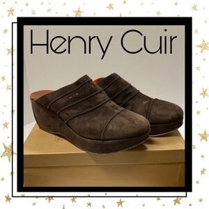 Henry Cuir Barney’s NY Brown Suede Mules 38 8